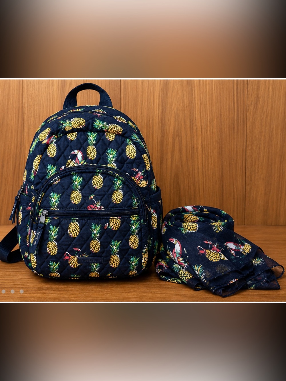 Vera Bradley Toucan Party Mini Backpack Scarf Set Pineapple